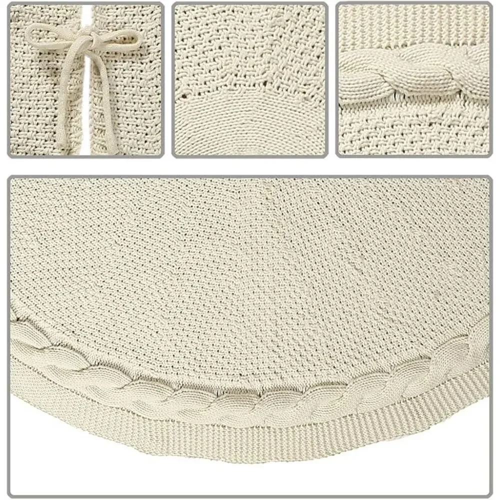 Sattiyrch Knit Christmas Tree Skirt,Luxury Cable Knitted 36”